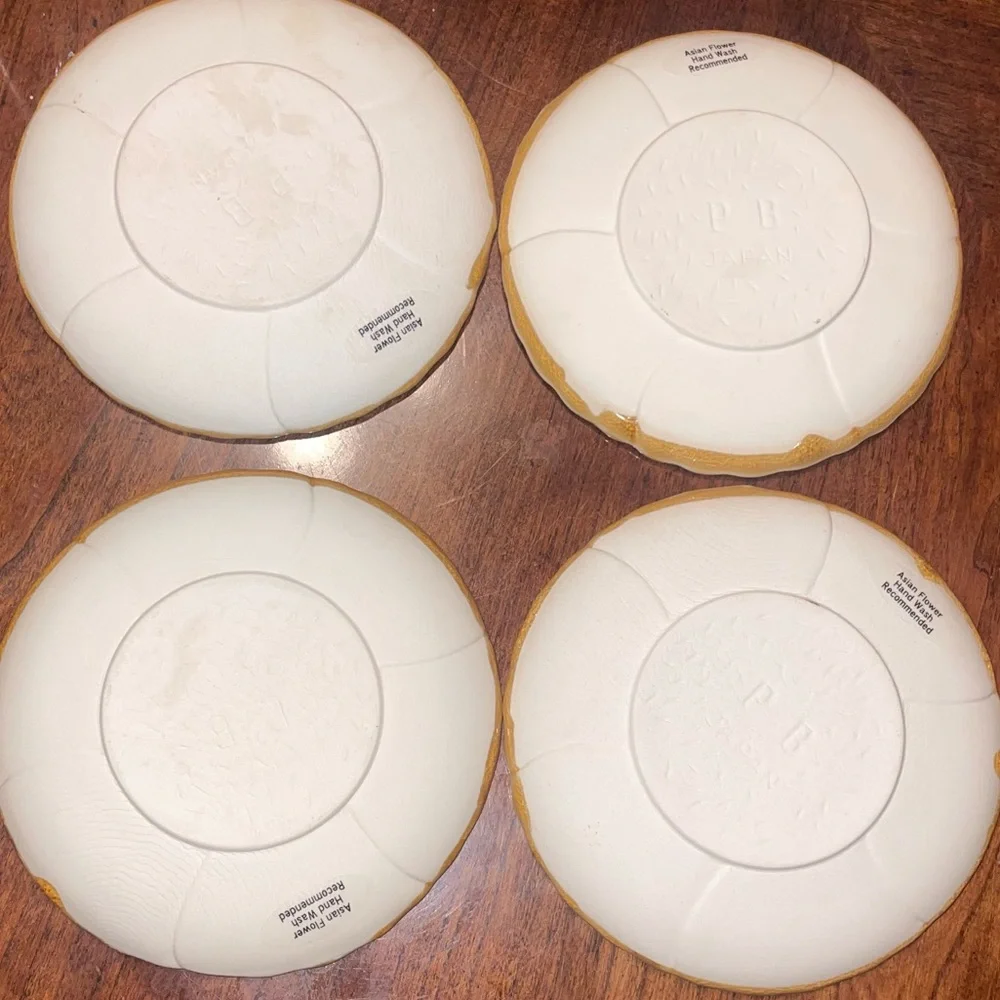 Pottery Barn ceramic, Asian Flower Small Appetizer plates set of 4